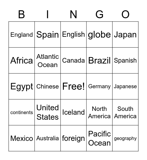 List 19 Bingo Card