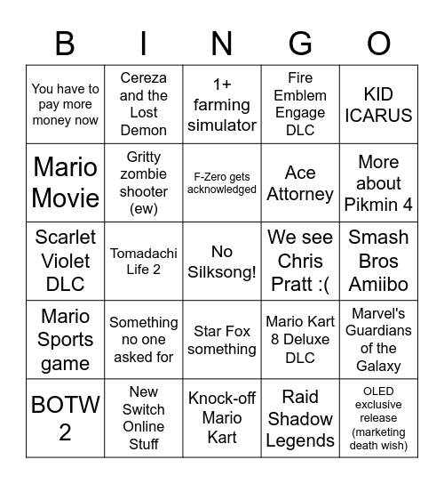 Direct Feb '23 Bingo Card