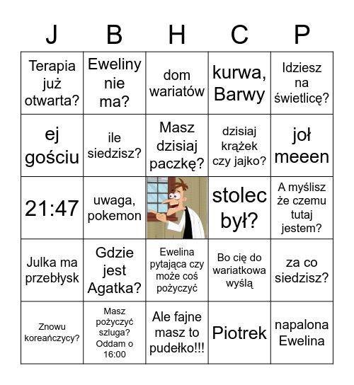 HCP Bingo Card