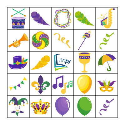 Mardi Gras Bingo Card