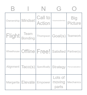 2023 EJM Sales Meeting Bingo Card