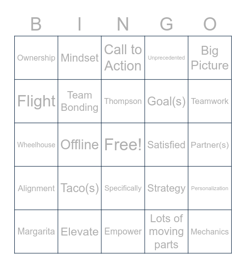 2023 EJM Sales Meeting Bingo Card