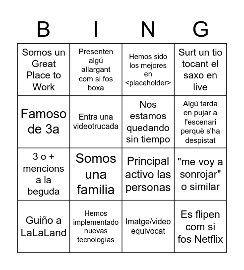 Kick off Bingo Card