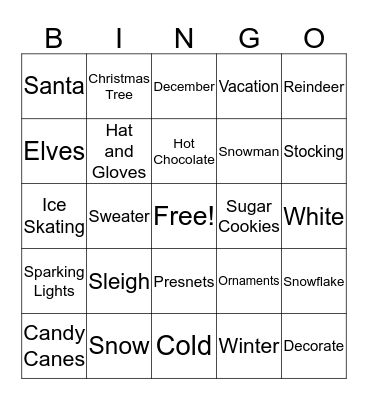 Winter Festival Bingo Card