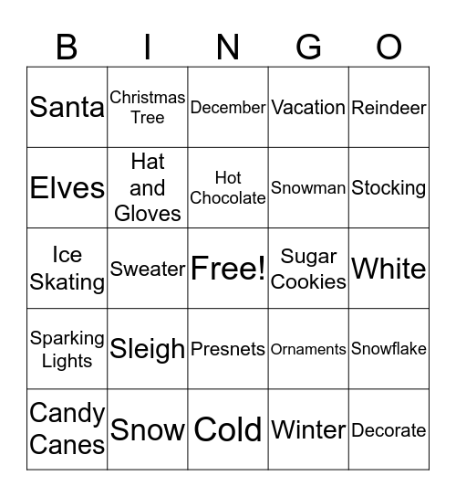 Winter Festival Bingo Card