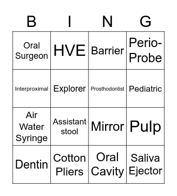 TEETH Bingo Card