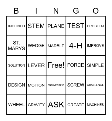 ENGINEERING DESIGN Bingo Card