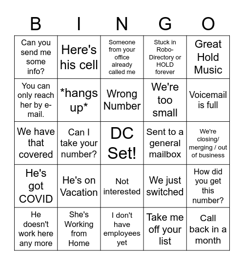 Telemarketing Bingo Card