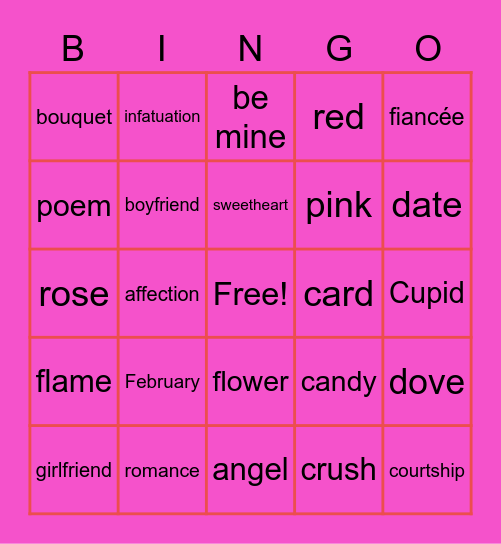 Valentine's Day 2023 Bingo Card