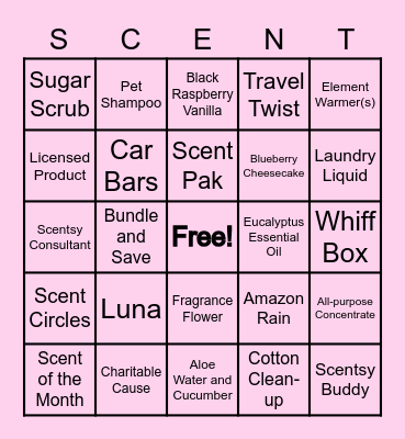 SCENTSY BINGO Card