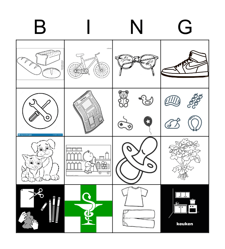 Soorten winkels Bingo Card