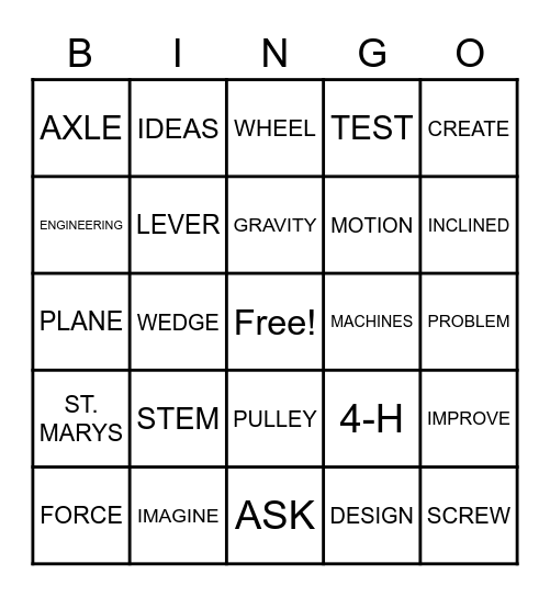 STEM Bingo Card