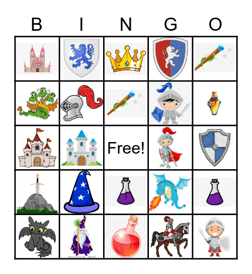 Castles and Dragons Bingo Card