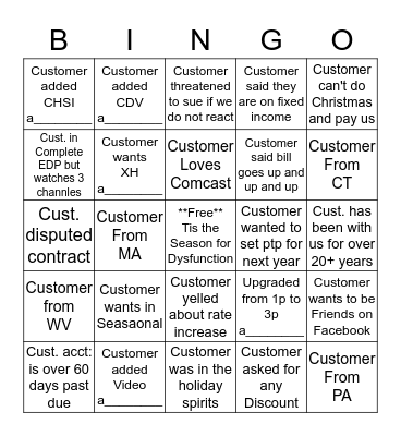 Name:_____________   Disco. Bingo (please provide acct. # for anything with a______ at the bottom) 1 Square Per Account Bingo Card
