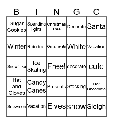 Winter Festival Bingo Card