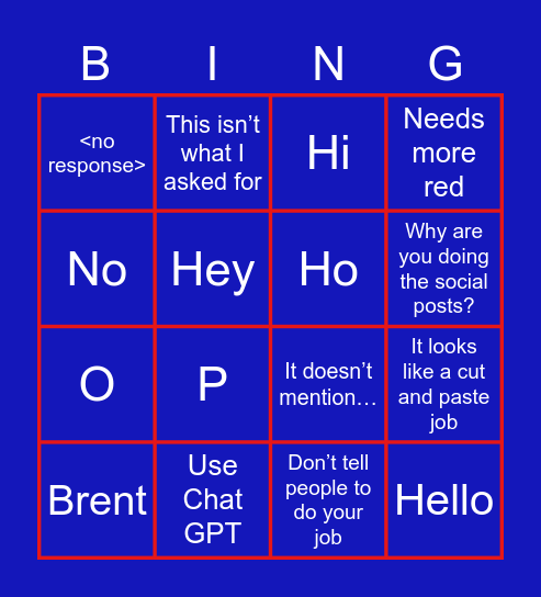L Bingo Card