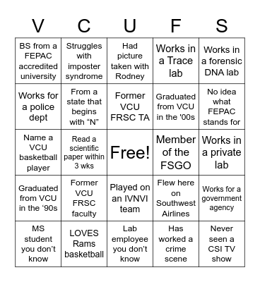 VCU Alumni & Friends Bingo Card