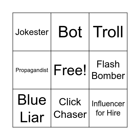 The Usual Suspects Bingo Card