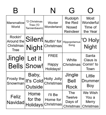 HOLIDAY SONG Bingo Card
