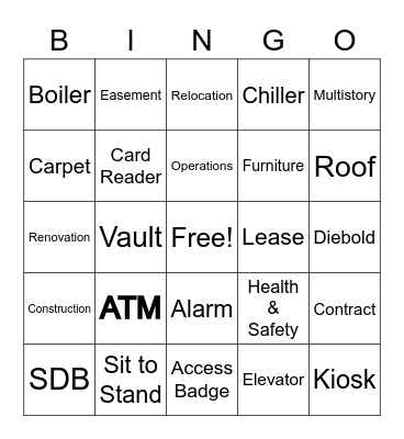 Facilities Services Bingo Card