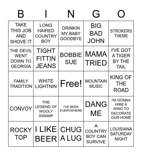 CLASSIC COUNTRY Bingo Card