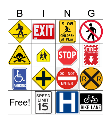 Street Sign Bingo Card