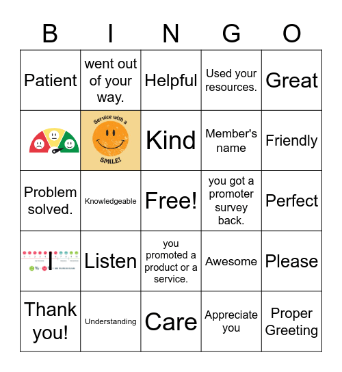 Service with a smile Bingo (survey smiles) Bingo Card