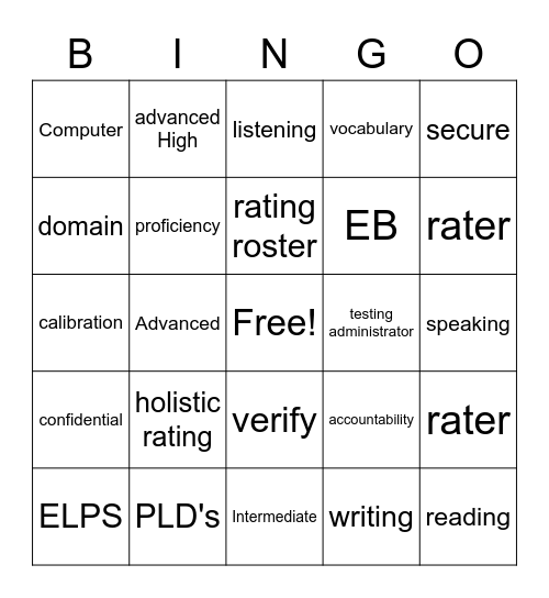 TELPAS Bingo Card