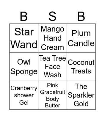 Bodyshop Bingo Card