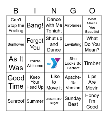 MUSIC BINGO (YMCA Programs Playlist) Bingo Card