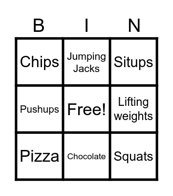 Exercises Bingo Card