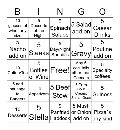 Server Bingo Card