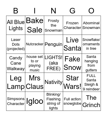 Candy Cane Lane BINGO Card