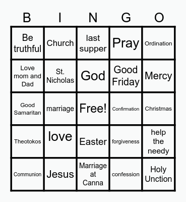 Catechism BINGO Card