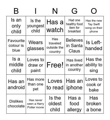 Ice-Ice Breaker! Bingo Card