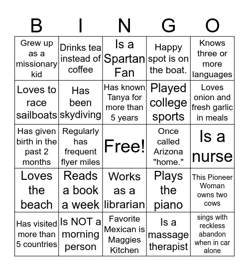 How well do you know me BINGO? Bingo Card