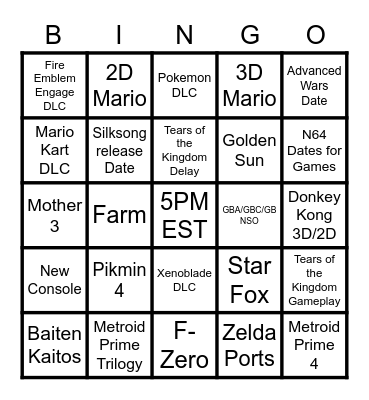 ninten Bingo Card