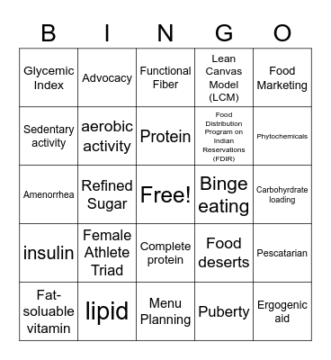 Foods 2 Bingo -Mrs. S. Faircloth Bingo Card