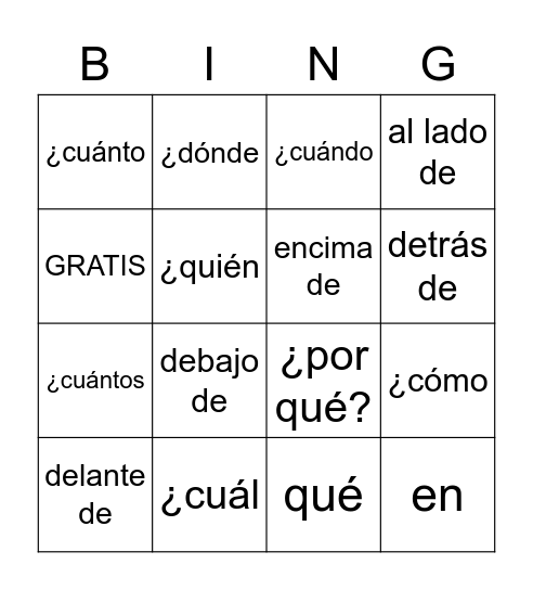 QUESTIONS AND LOCATIONS Bingo Card