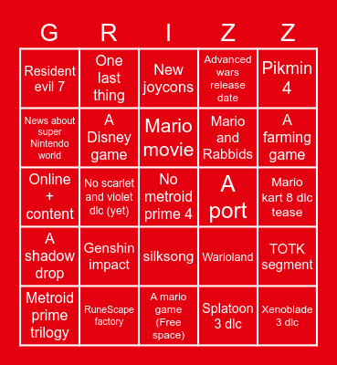 February 2023 direct Bingo Card