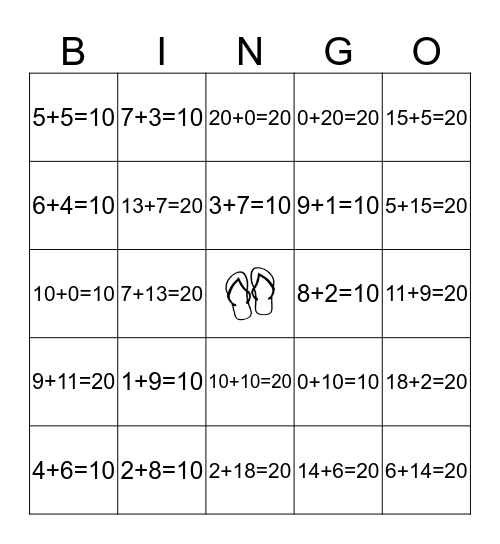 Commutative Property Bingo Card