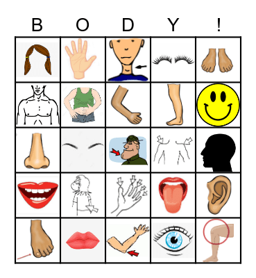 Body Parts Bingo Card