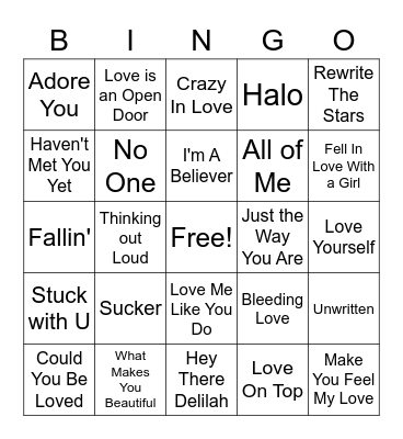 Valentine's Day Bingo Card