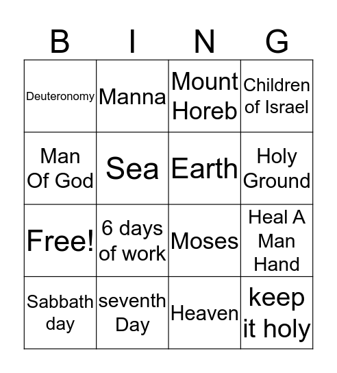 The Lord's Day Bingo Card
