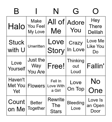 Valentine's Day Bingo Card