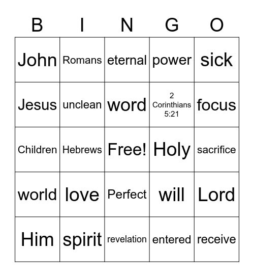SPIRIT, SOUL AND BODY Bingo Card
