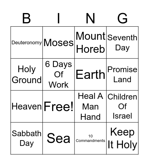 The Lord's Day Bingo Card