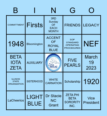 ZETA AMICAE OF BLOOMINGTON/NORMAL Bingo Card