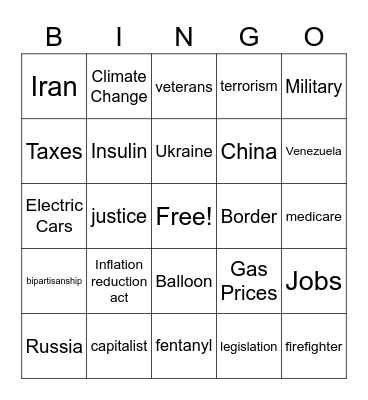 State of the Union Bingo Card