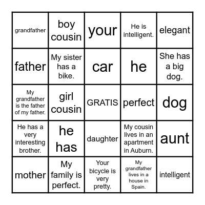 5th and 6th Grade- Family Bingo Card